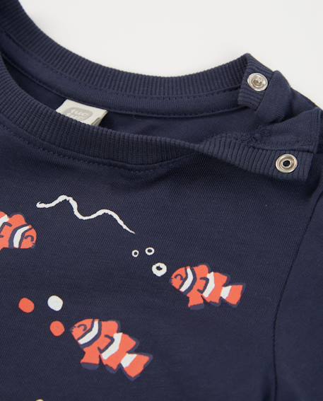 T-shirt garçon en maille avec imprimé poissons-clowns Bleu 3 - vertbaudet enfant 