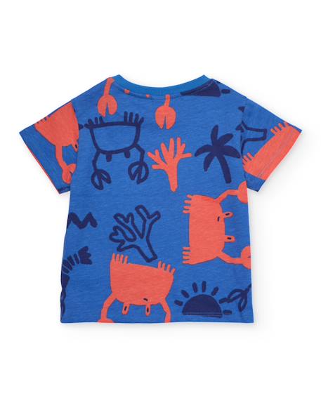T-shirt pour garçon en maille avec imprimé marin all over Bleu 2 - vertbaudet enfant 