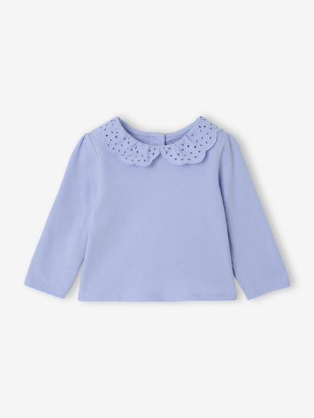 T-shirt bébé col brodé manches longues beige clair+bleu+rayé marine+rayé rouge 9 - vertbaudet enfant 