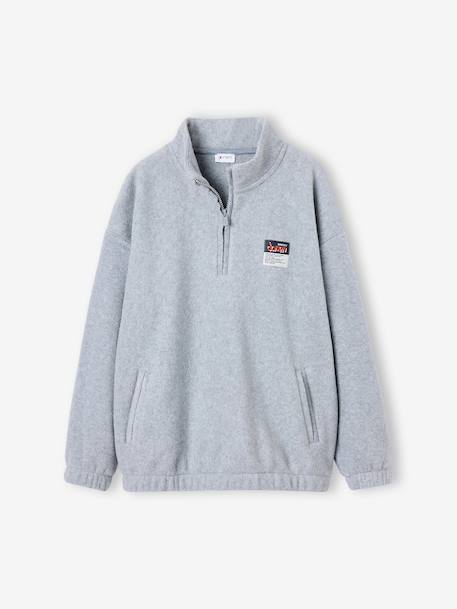 Sweat polaire garçon col montant gris chiné 1 - vertbaudet enfant 