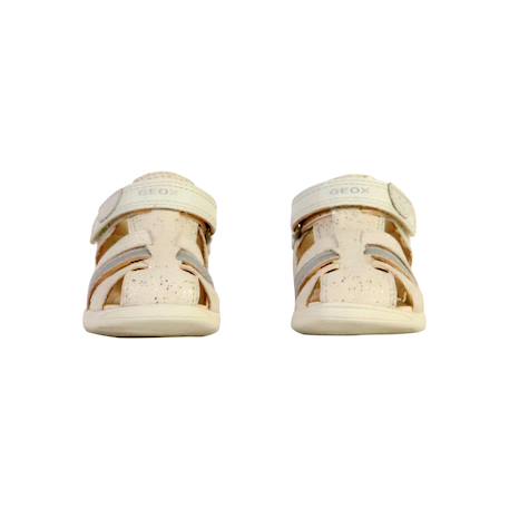 Sandales en cuir  à scratch Blanc argent 5 - vertbaudet enfant 