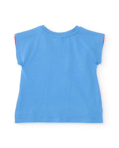 T-shirt en maille pour fille avec grand imprimé sur le devant Bleu 2 - vertbaudet enfant 