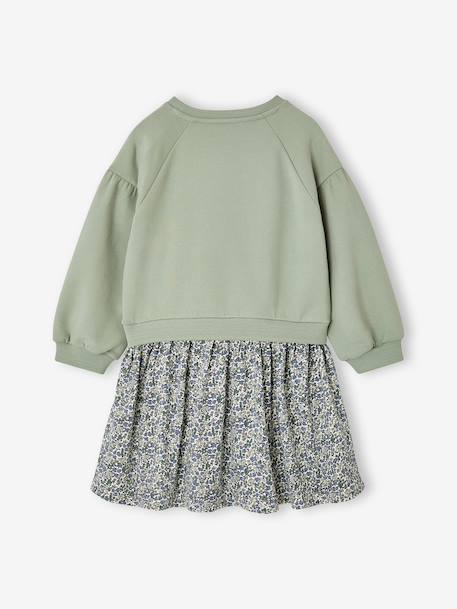 Robe bi-matière fille anthracite+écru+mauve+vert sauge 15 - vertbaudet enfant 