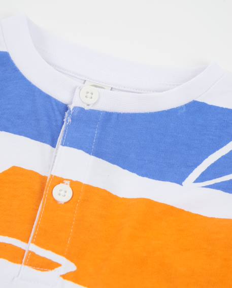 T-shirt garçon en maille à rayures horizontales Blanc 3 - vertbaudet enfant 