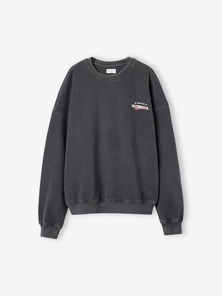 Sweat fille manches longues anthracite 1 - vertbaudet enfant 
