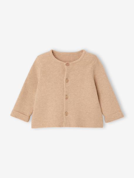 Ensemble bébé mixte gilet pantalon en tricot beige+blanc+vert d'eau+vert sauge 2 - vertbaudet enfant 