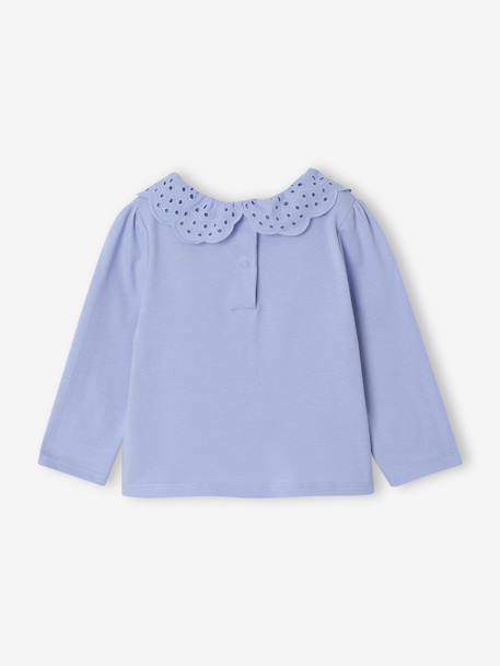 T-shirt bébé col brodé manches longues beige clair+bleu+rayé marine+rayé rouge 12 - vertbaudet enfant 