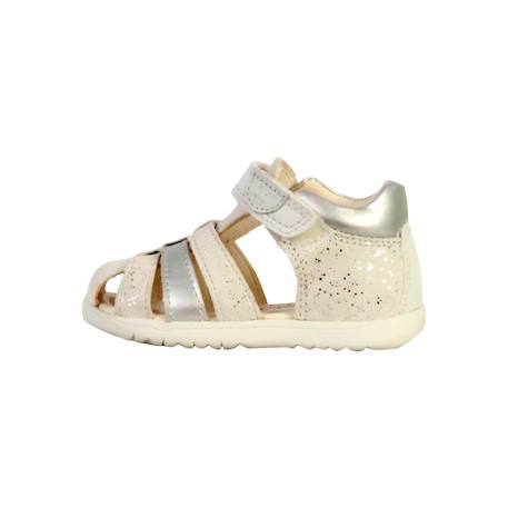 Sandales en cuir  à scratch Blanc argent 2 - vertbaudet enfant 