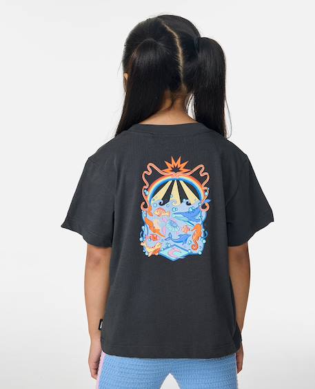 T-shirt surf magic art fille Sky blue+Washed black 6 - vertbaudet enfant 
