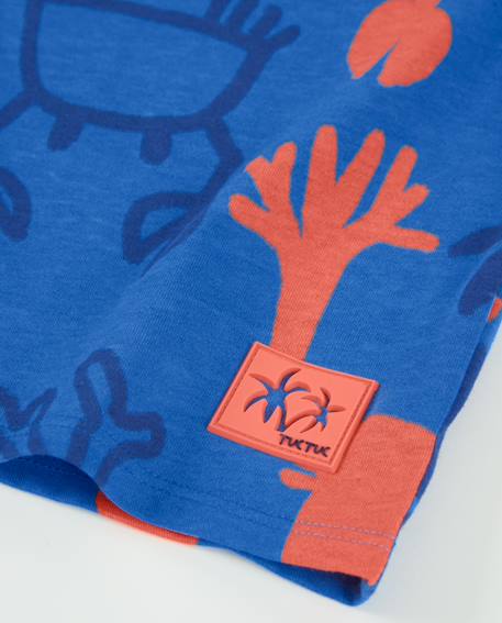 T-shirt pour garçon en maille avec imprimé marin all over Bleu 4 - vertbaudet enfant 