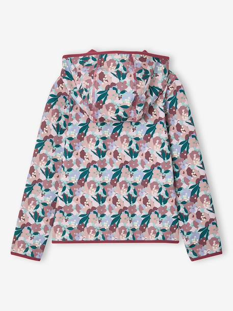 Sweat sport zippé matière technique fille motifs fleurs anthracite+écru+vert imprimé+vieux rose 16 - vertbaudet enfant 