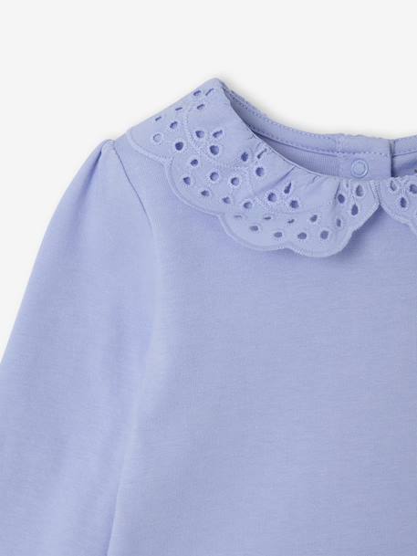 T-shirt bébé col brodé manches longues beige clair+bleu+rayé marine+rayé rouge 10 - vertbaudet enfant 