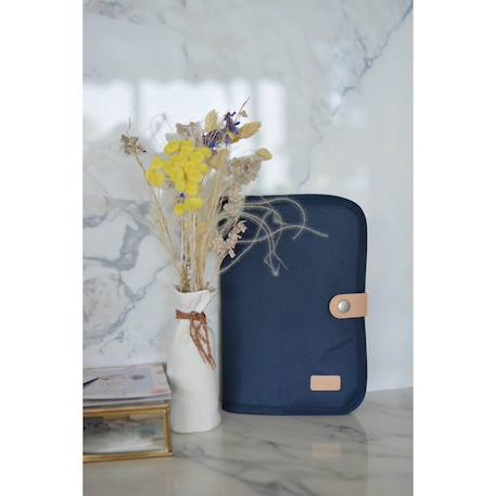 Protège carnet de santé pratique et organisé Bleu marine rayé+Vert sauge 6 - vertbaudet enfant 