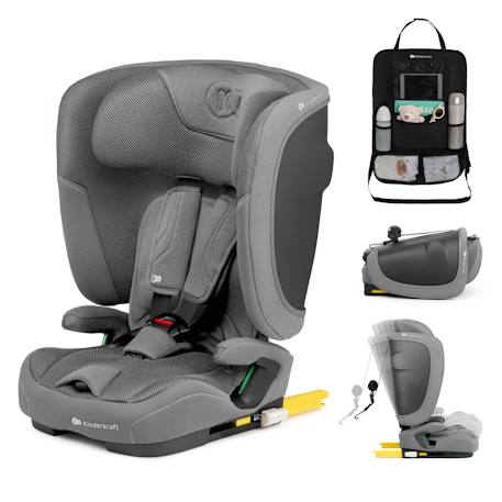 Siège auto Kinderkraft FIX2GO i-Size 76-150 cm isofix capteur saferide + organisateur voiture Bleu marine+Gris+Noir+Vert 7 - vertbaudet enfant 