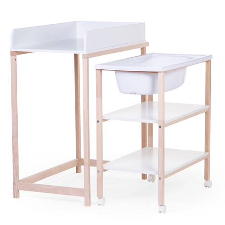 Table à langer baignoire Naturel/blanc 1 - vertbaudet enfant 
