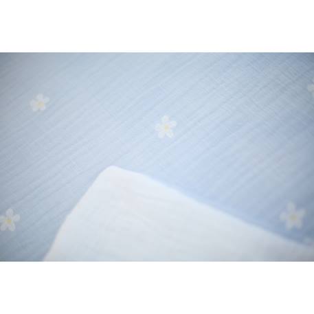 Couverture bébé - 80x100 cm - mousseline Fleur bleu 5 - vertbaudet enfant 