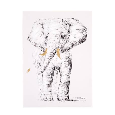 Décoration murale peinture éléphant 30x40cm Blanc éléphant 1 - vertbaudet enfant 