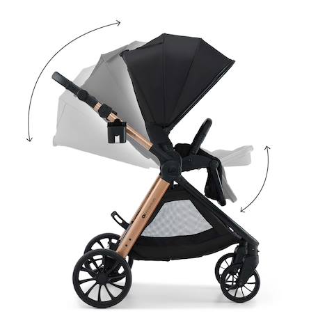 Poussette Kinderkraft VESTO 2 pliage avec assise installée, siège réversible jusqu’à 22 kg, roues 8/11”, éco-cuir Beige+Gris+Noir 17 - vertbaudet enfant 