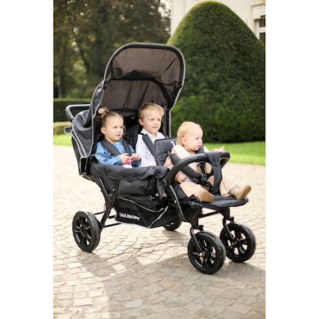 Triplette poussette capacité 3 enfants + housse de pluie + pare-soleil Noir 2 - vertbaudet enfant 