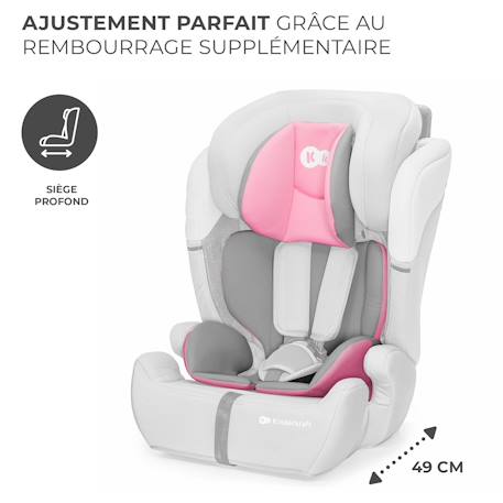 Siège auto Kinderkraft COMFORT UP i-Size 76-150 cm ceinture sécurité + organisateur Gris+Noir+Rose+Vert 18 - vertbaudet enfant 