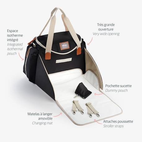Sac à langer bandoulière grand volume 21 l sydney Cacao+Noir 9 - vertbaudet enfant 