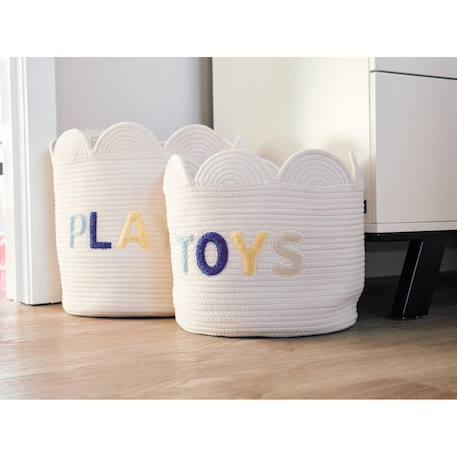 Panier fleur 35x35x35cm corde de coton Blanc cassé 2 - vertbaudet enfant 