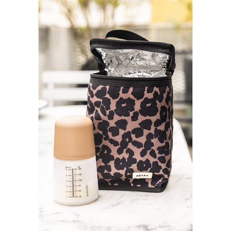 Pochette repas isotherme 2,8 l Léopard+Noir /or rose 2 - vertbaudet enfant 