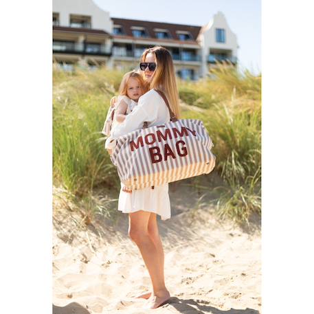 Sac à langer mommy bag Gris toile+Kaki+Marron doux+Rayures nude+Textile raphia 24 - vertbaudet enfant 