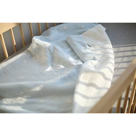 Couverture bébé - 80x100 cm - mousseline Fleur bleu 6 - vertbaudet enfant 