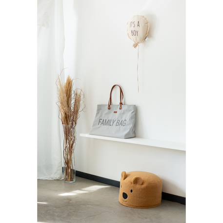 Sac à langer de voyage grande contenance design family bag Blanc imprimé+Gris toile 12 - vertbaudet enfant 