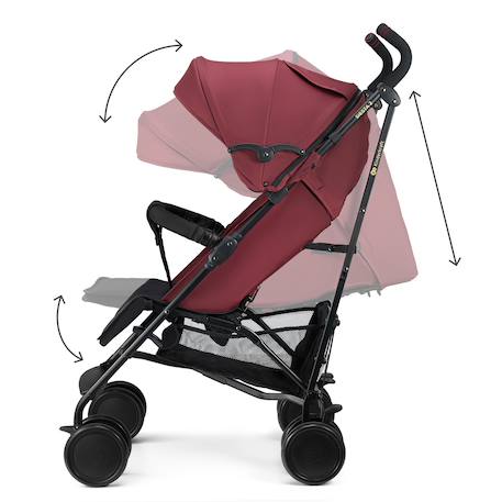 Poussette SIESTA 2 pliage canne jusqu’à 22 kg, légère 7,9 kg, repose-pieds réglable, capote ventilée Gris+Noir+Rouge 16 - vertbaudet enfant 
