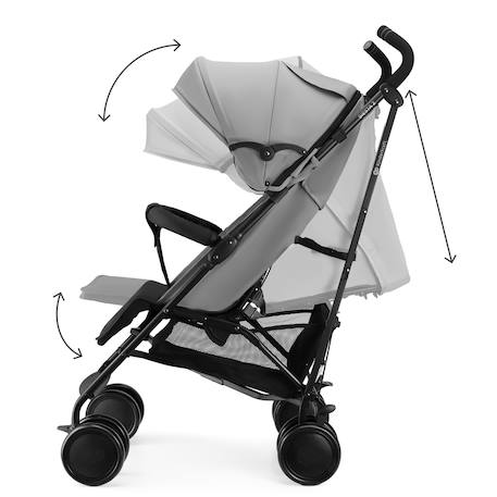 Poussette Kinderkraft SIESTA 2 pliage canne jusqu’à 22 kg, légère 7,9 kg, repose-pieds réglable, capote ventilée Gris+Noir 4 - vertbaudet enfant 