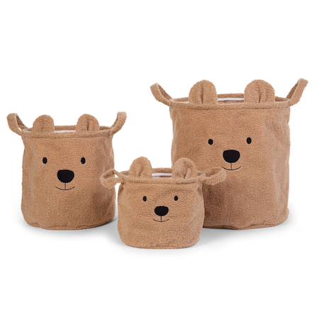Set de 3 paniers de rangement teddy Blanc cassé+Neutre 7 - vertbaudet enfant 