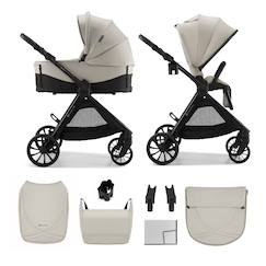 Puériculture-Poussette 2 en 1 Kinderkraft VESTO 2 memory buttons, nacelle ventilée 3 zones, pliage avec siège, éco?cuir, accessoires inclus