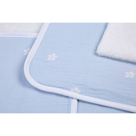 Cape de bain + gant 80 x 80 cm Fleur bleu 5 - vertbaudet enfant 
