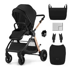 Puériculture-Poussette Kinderkraft VESTO 2 pliage avec assise installée, siège réversible jusqu’à 22 kg, roues 8/11”, sac maman, éco-cuir