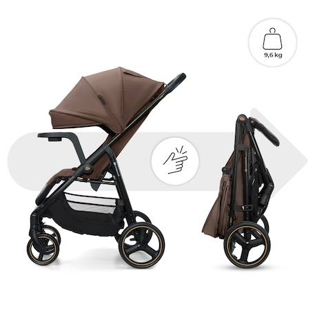 Poussette TRIG 3 TR avec plateau click & fold, assise allongée 91,5 cm, roues pivotantes 360°, capote déperlante Beige+Gris+Marron+Noir 15 - vertbaudet enfant 