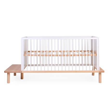 Lit bébé évolutif sommier à lattes à hauteur réglable 70x140cm Naturel+Noir+Terre argile 1 - vertbaudet enfant 