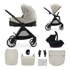 Puériculture-Poussette 3 en 1 Kinderkraft VESTO 2 système de voyage, siège auto mink pro 2, assise réversible, suspension 4 roues