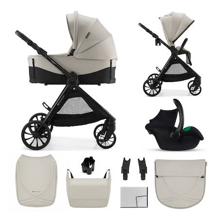 Poussette 3 en 1 Kinderkraft VESTO 2 système de voyage, siège auto mink pro 2, assise réversible, suspension 4 roues Beige+Gris+Noir 1 - vertbaudet enfant 