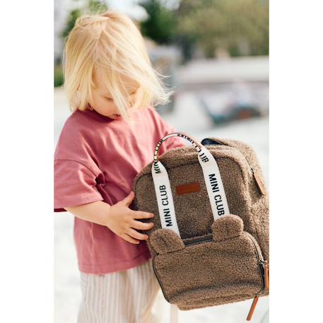 Sac à dos enfant mini club signature Blanc cassé+Marron doux 8 - vertbaudet enfant 
