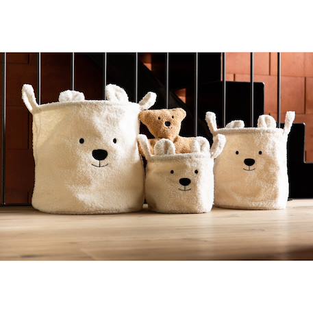 Set de 3 paniers de rangement teddy Blanc cassé+Neutre 3 - vertbaudet enfant 