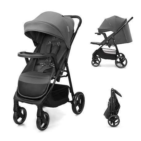 Poussette TRIG 3 TR avec plateau click & fold, assise allongée 91,5 cm, roues pivotantes 360°, capote déperlante Beige+Gris+Marron+Noir 7 - vertbaudet enfant 