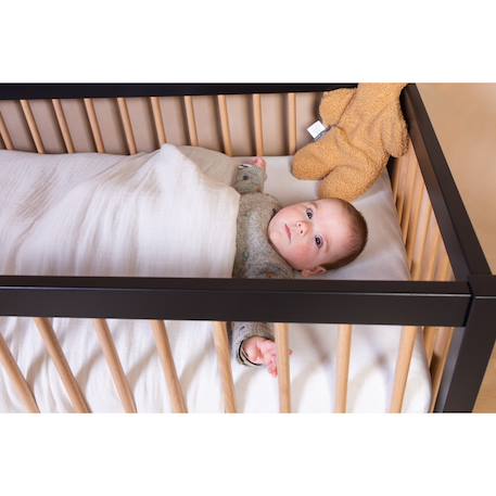 Lit bébé sommier à lattes hauteur réglable 120x60 cm Noir 6 - vertbaudet enfant 