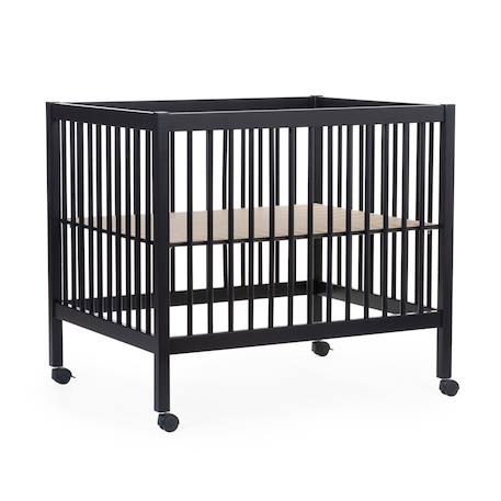 Parc pour bébé en bois + roues 95x75 cm parc 99 Blanc ancien+Noir 7 - vertbaudet enfant 