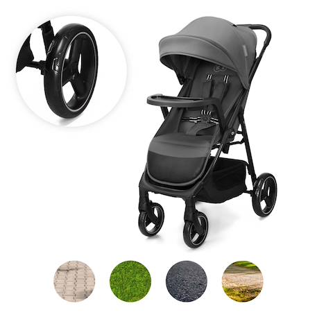 Poussette TRIG 3 TR avec plateau click & fold, assise allongée 91,5 cm, roues pivotantes 360°, capote déperlante Beige+Gris+Marron+Noir 11 - vertbaudet enfant 