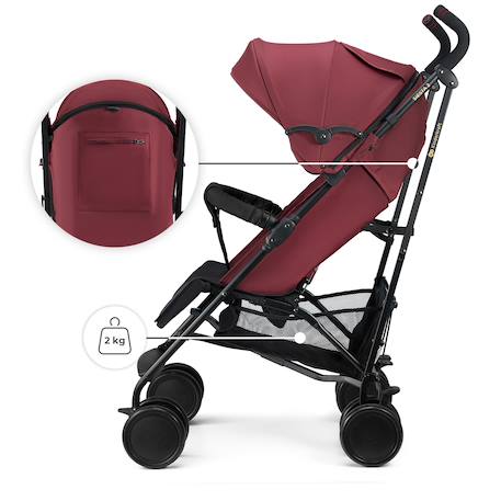 Poussette Kinderkraft SIESTA 2 légère 7,9 kg jusqu’à 22 kg, pliage canne, dossier réglable, harnais 5 points Gris+Noir+Rouge 18 - vertbaudet enfant 