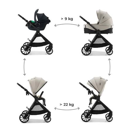 Poussette 3 en 1 Kinderkraft VESTO 2 système de voyage, siège auto mink pro 2, assise réversible, suspension 4 roues Beige+Gris+Noir 3 - vertbaudet enfant 