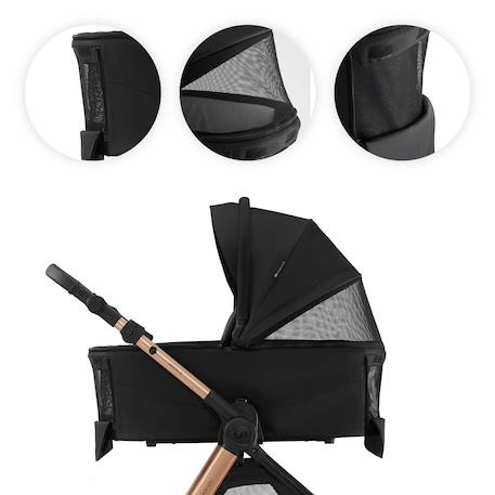 Poussette 2 en 1 Kinderkraft VESTO 2 memory buttons, nacelle ventilée 3 zones, pliage avec siège, éco?cuir, accessoires inclus Gris+Noir 11 - vertbaudet enfant 