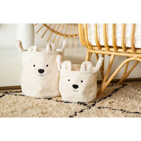 Panier de rangement 30x30x30 cm teddy Blanc cassé+Neutre 5 - vertbaudet enfant 